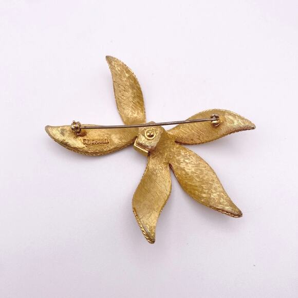 Charel Gold Tone Bow Vintage Large Brooch - Picture 6 of 6